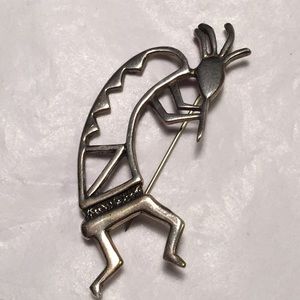 Vintage sterling silver Kokopelli brooch